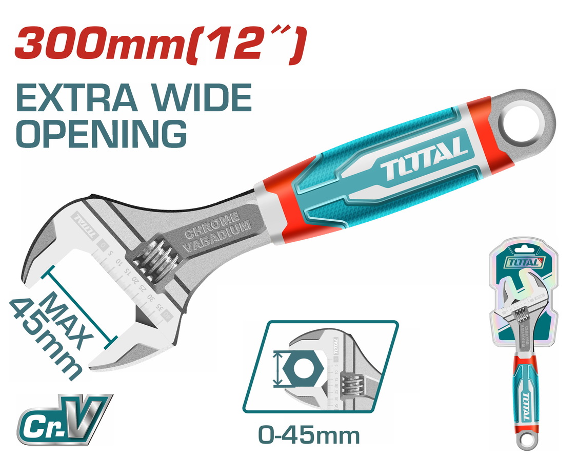 آچار فرانسه صنعتی سایز "12 توتال TOTAL-THT101126