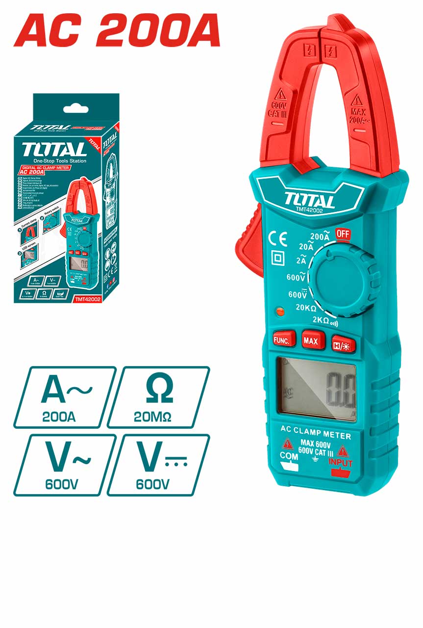 مولتی متر کلمپی صنعتی (کلمپ متر) دیجیتال توتال TOTAL-TMT42002