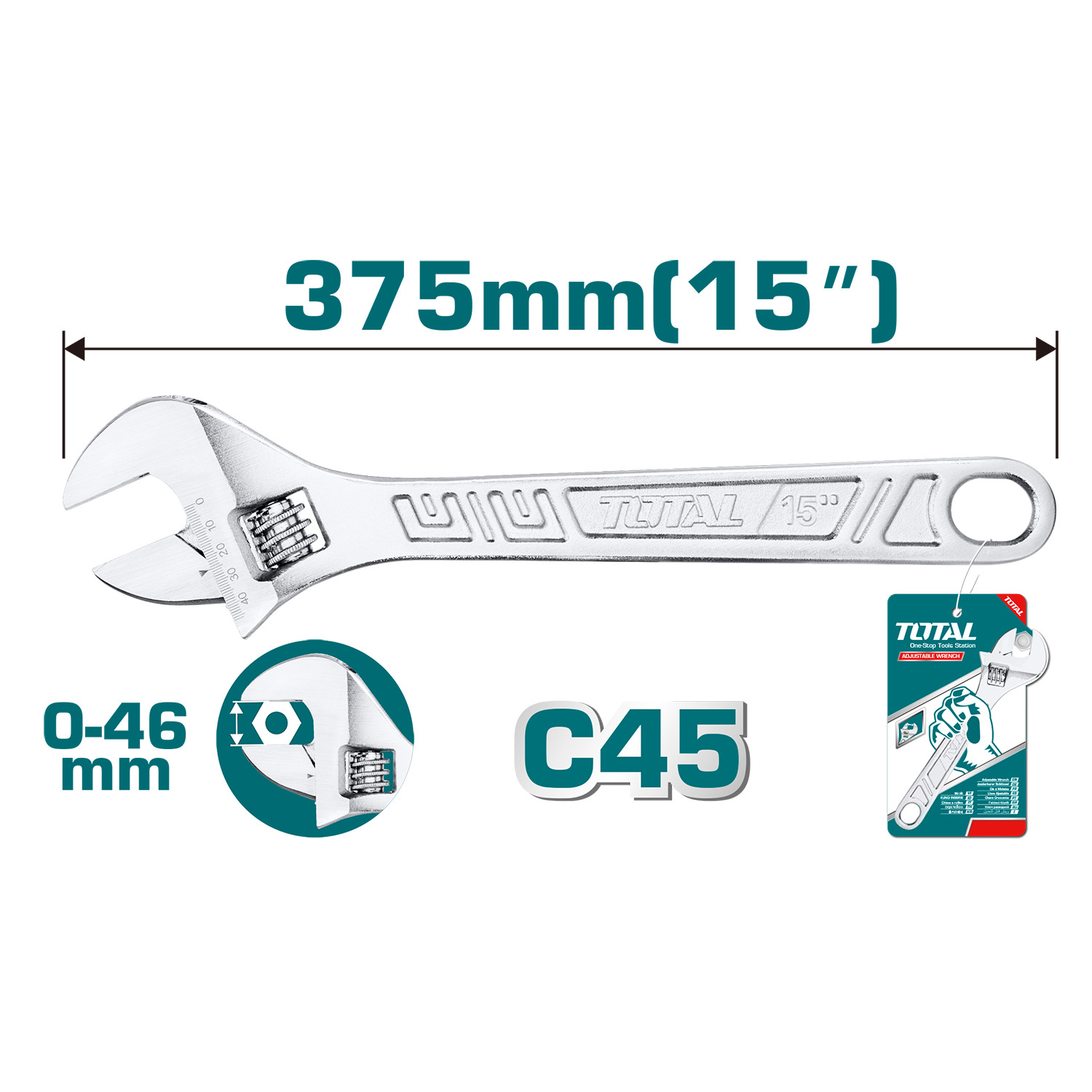 آچار فرانسه کروم سایز "15 توتال TOTAL-THT1010153