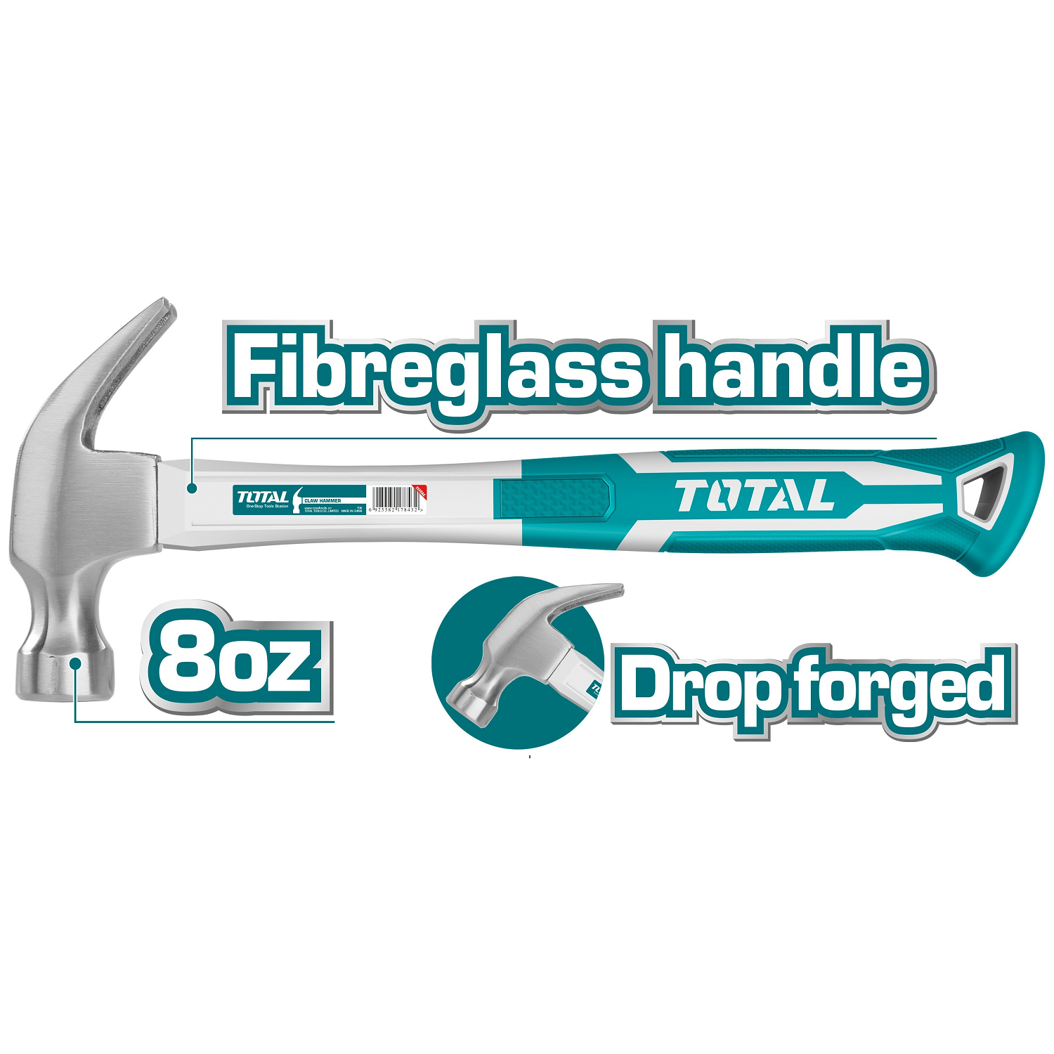 چکش دوشاخ بلند 220گرم توتال TOTAL-THT7386