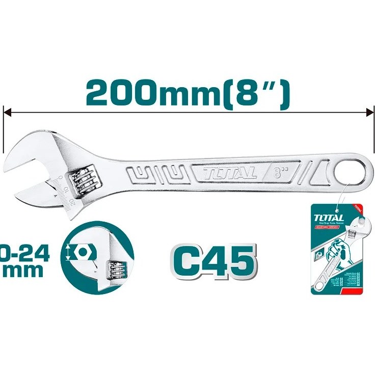 آچار فرانسه کروم سایز "8 توتال TOTAL-THT101083